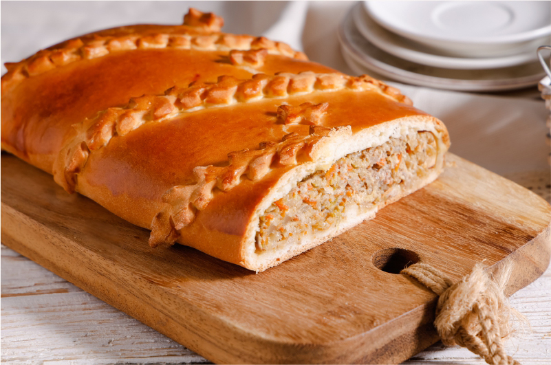 Кулебяка с мясом и капустой