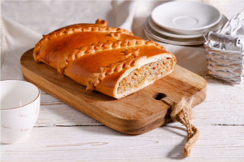 Кулебяка с мясом и капустой