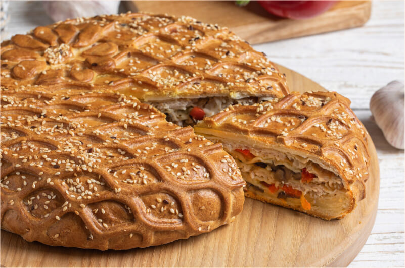 Курник с индейкой и овощами